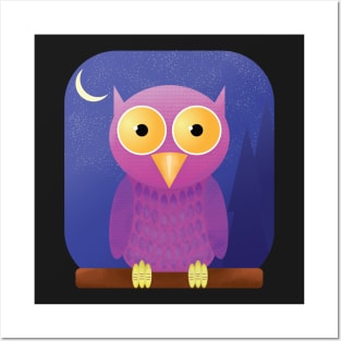 Cute Owl Nighttime T-Shirt Posters and Art